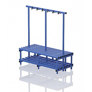 Garderoben-Sitzbank Kunststoff, doppelseitig, 150x71x140 cm, JUNIOR, 8 Sitzprofile
