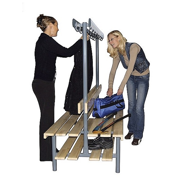 Wardrobe Seat Wood Type A Double-sided Linear Meter With Shoe Storage, With Stainless Steel Hooks