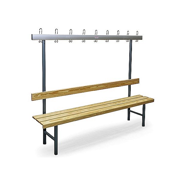 Wardrobe Seat Wood Type B Without Shoe Rack With Stainless Steel Hooks, One Side 